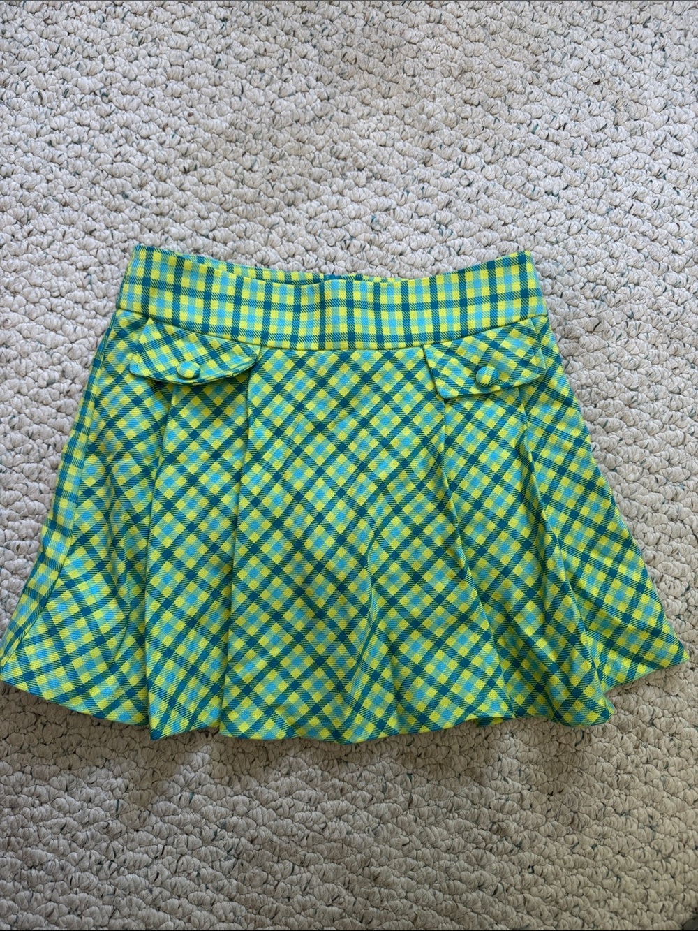 American Girl Yellow and Green Plaid Skort Skirt